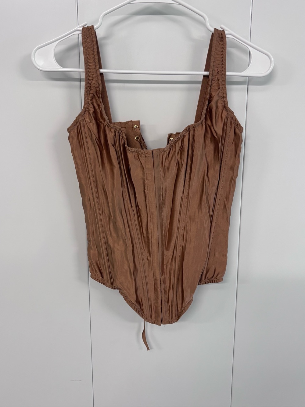 Victoria's Secret Classic Corset Set 100% Silk Brown Boned Top Medium NWT